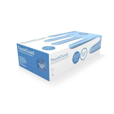 Abbildung von TouchGuard Blue Einweg Nitrilhandschuhe, Puderfrei und Latexfrei, Karton mit 200 Stück, Größe S