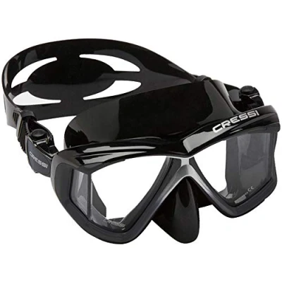Abbildung von Cressi Unisex Adult Liberty Quattro Maske zum Tauchen, Apnoe und Schnorcheln, Schwarz/Graphit/Silber, Einheitsgröße