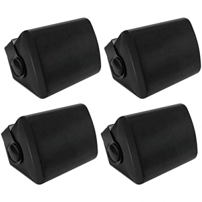 Abbildung von Herdio 5,25 Zoll AußenLautsprecher Wasserdicht Verdrahtet 600Watt Wandmontage Outdoor Lautsprecher Superior Stereo Dome Tweeter Allwetter für Indoor Patio Porch (4 Schwarze Lautsprecher)