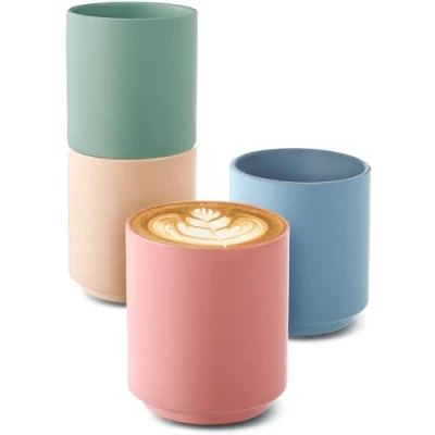 Abbildung von Cosumy Cappuccinotasse 4er Set Cappuccino Keramik Kaffee Tassen Groß 200 ml ohne Henkel, Keramik, Hitzebeständiges Stapelbares Design Entworfen für Latte Art