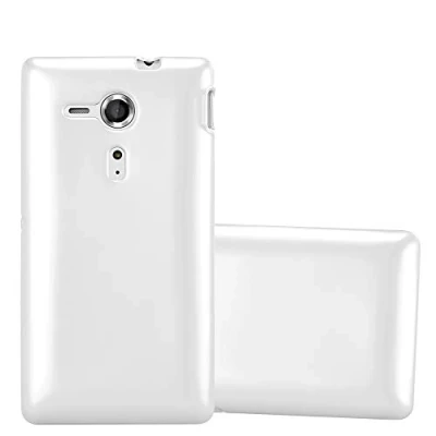 Abbildung von Cadorabo Hülle kompatibel mit Sony Xperia SP Schutzhülle TPU Silikon Case Metallic Design Slim Kratzfest Weiche Gummi Rundumschutz für in Silber