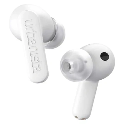 Abbildung von Urbanista Atlanta In Ear Kopfhörer Bluetooth Noise Cancelling, Hybrid ANC, Tiefe Bässe, spritzwassergeschützt, Multipoint Pairing Earbuds, Transparenzmodus, Ladecase kabellos, Reinweiß