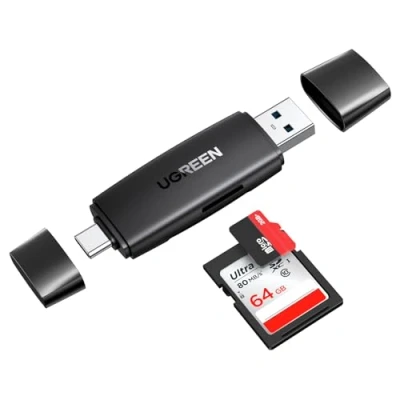 Abbildung von UGREEN Sd Kartenleser Dual Stecker Kartenlesegerät USB C 3.0 Card Reader Speicherkartenleser Karten Adapter Kompatibel mit iPhone 16 Serie/Android/Windows/macOS usw (Schwarz)