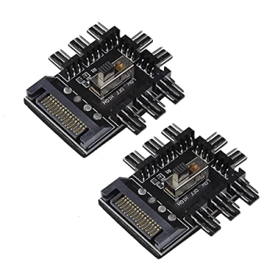 Abbildung von eMagTech Lüfter Hub 8 Wege Splitter RGB Verlängerungsadapter für 12V 3 Pin/4 Pin Lüfternaben Drehzahlregler
