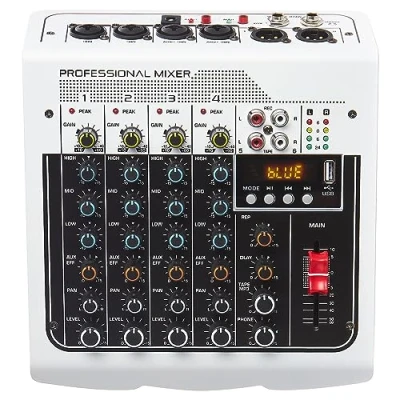 Abbildung von Audio Mixer 6 Kanal DJ Mischpult, Soundboard Konsole mit USB MP3 Bluetooth Eingang 48V Phantomspeisung für Live Performance Heimbühne Karaoke