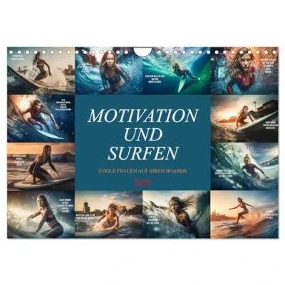 Abbildung von Motivation und Surfen (Wandkalender 2025 DIN A4 quer), CALVENDO Monatskalender