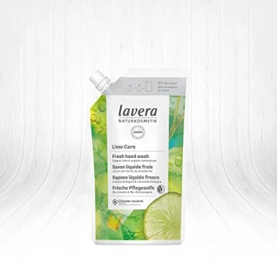 Abbildung von lavera Lime Care Liquid Soap Refill — Bio Flüssigseife aus Limette &amp; Zitronengras sanfter Reiniger vegan auch für empfindliche und trockene Haut geeignet (500 ml)
