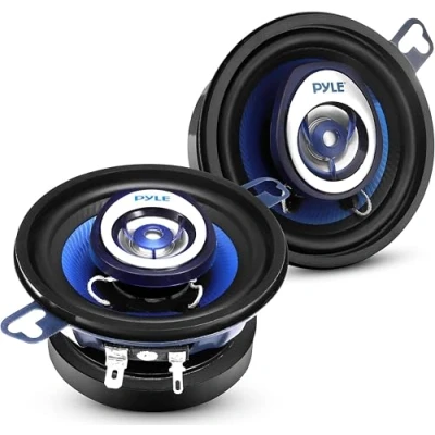 Abbildung von Pyle 120W Auto Lautsprecher 8,8cm (3,5&quot;) 2 Wege Koaxial System, 4 Ohm Impedanz, 1&quot; Neodym Hochtöner, 4cm (1,61&quot;) Einbautiefe, KSV Spule, Poly Injection Membran Einbaulautsprecher