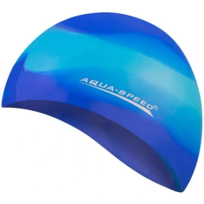 Abbildung von Aqua Speed Badekappe Farbige Silikon Stylisches Design für Pool &amp; See (Robust elastisch ideal alle Schwimmarten), Leicht stabil kein Einschnüren oder Drücken