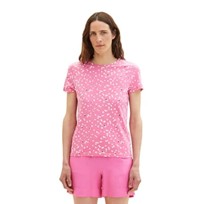 Abbildung von TOM TAILOR Damen 1037400 T Shirt, 32648 Pink Dot Design, S
