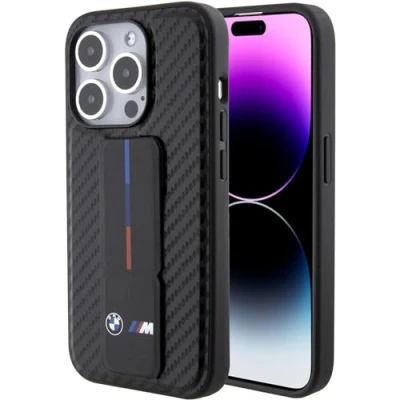 Abbildung von CG MOBILE BMW BMHCP15LGSPCCK Hülle für iPhone 15 Pro 6.1&quot; Schwarz hardcase Grip Stand Smooth &amp; Carbon