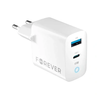 Abbildung von FOREVER Ladegerät USB C A 65W Weiß Quick Charge und Power Delivery Technologie mit Intelligente Stromanpassung GaN Ideal Schnellladegerät für Handys Laptops