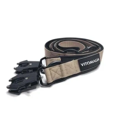 Abbildung von VITOMALIA® 2,2m verstellbare Hundeleine für Hund, dreifach verstellbar Leine, mit Neopren Innenfütterung und robustem Froschkarabiner große Hunde (Beige, 2cm/Breit Lang)