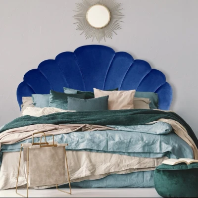 Abbildung von Mermaid Kopfteil Bett 180cm, Samtbezug Blau Menzzo