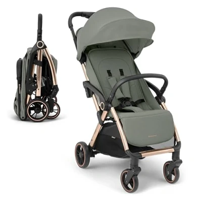 Abbildung von KikkaBoo EDEN Buggy, Kinderwagen bis zu 22 kg, automatisches Falten, Neigungsposition, Ultraleicht, Kompakt, Armee Grün