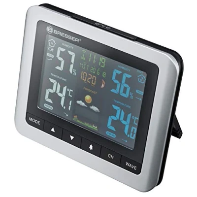 Abbildung von Bresser 7007510 Wetterstation Funk mit Außensensor MeteoTemp WTMmitInnenundAußenthermometer, Hygrometer, Luftdruck, Mondphasen und Wettervorhersage, Grau