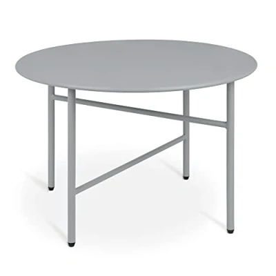 Abbildung von bomoe Runder Beistelltisch Metall Grau Ø 53 cm Tischplatte Kratzfest Stabiler Wohnzimmer Couchtisch Leicht In &amp; Outdoor Gartentisch Balkon Tisch Terrasse Nachttisch Bett Schlafzimmer Finn