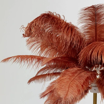 Abbildung von Kare Design Stehleuchte Feather Palm Rusty, Rot, 165cm, Stehlampe für Wohnzimmer, Bodenlampe, Dekoleuchte, Leuchtmittel nicht inklusiv