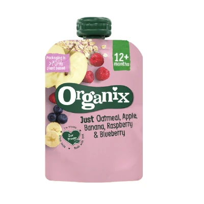 Abbildung von Organix Squeeze Fruit Haferflocken, Apfel, Banane, Himbeere 10+M (100 Gramm)