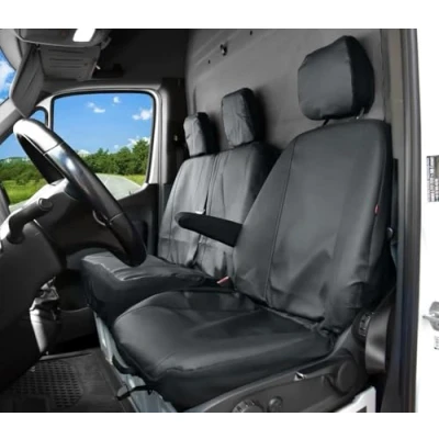Abbildung von Z4L Sitzbezüge passned für Sprinter 907 ab 2018 3 Sitzer Kunstleder Schwarz, Maister Passgenau