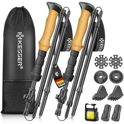 Abbildung von KESSER® Wanderstöcke faltbar Walking Stöcke Wanderstock Aluminium mit Korkgriff 115 135cm Trekkingstöcke für Damen &amp; Herren zum Wandern, Nordic Walking, Trekking, Skitouren Bergsport