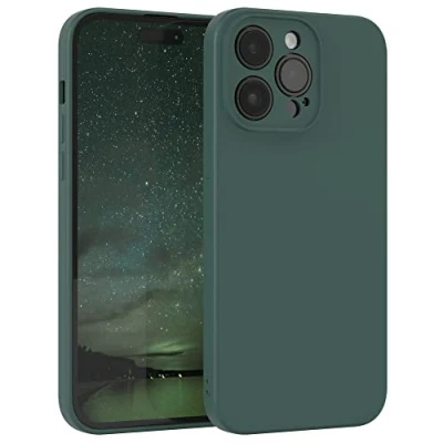 Abbildung von EAZY Case Silikonhülle für iPhone 14 Pro Max Hülle Silikon Grün weich stoßfeste Handyhülle Schutzhülle mit Kameraschutz Dünn Premium Schutz Cover TPU Phone Bumper Piniengrün