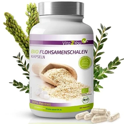 Abbildung von Vita2You Bio Flohsamenschalen Kapseln 750mg Hochdosiert 360 St
