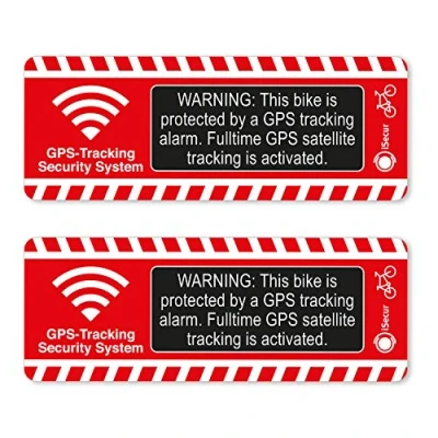 Abbildung von iSecur 2er Set Fahrrad Alarm Aufkleber I GPS Tracking System 8 x 3 cm englisch hin_285
