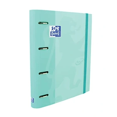 Abbildung von Oxford, Ordner 4 Ringe A4 Hardcover, Gummiverschluss, Ersatzgitter 5 x und farbige Bänder, Aufkleberblatt, Farbe Ice Mint Touch, 400165361