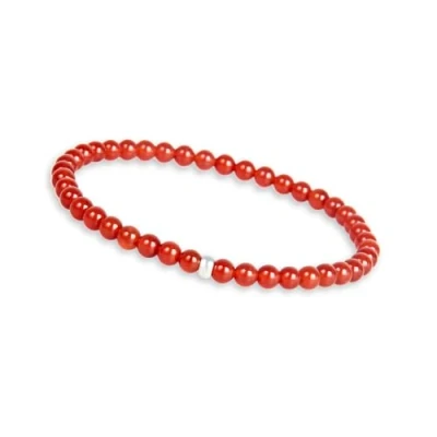Abbildung von GD GOOD.designs Karneol Perlenarmband Damen mit echten 4mm Natursteinen und 925 Silber Perle Edelstein Armband I Kugelarmband Naturstein Perlen