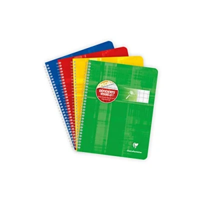 Abbildung von Clairefontaine 68796C Spiralblock / Heft, 17x22 cm, 50 Blatt, französische Lineatur, schwarze Lineatur 10/10, ideal für Sehbehinderte, 90g, farbig sortiert, 1 Stück