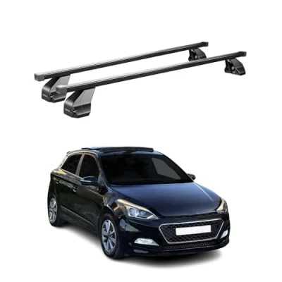 Abbildung von Menabo Stahl Gepäckträger Dachträger kompatibel mit Hyundai i20 2014 2020 Schwarz 2X