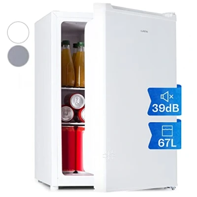 Abbildung von Klarstein Mini Kühlschrank, Retro Kühlschrank mit Gefrierfach, 67 Liter Getränkekühlschrank Klein &amp; Kompakt, Kleiner Herausnehmbaren Ablagen, Indoor/Outdoor Leise