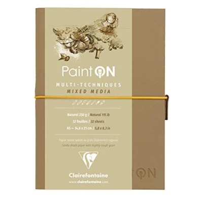 Abbildung von Clairefontaine 975183C Skizzenheft mit Fadenbindung Paint&#039;On (32 Blatt, 250g) 1 Stück natur