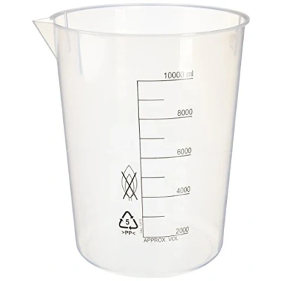 Abbildung von Moonlab 4 0045 Becher mit Ausguß ohne Griff, graduiert, PP, 10000 mL, Natur