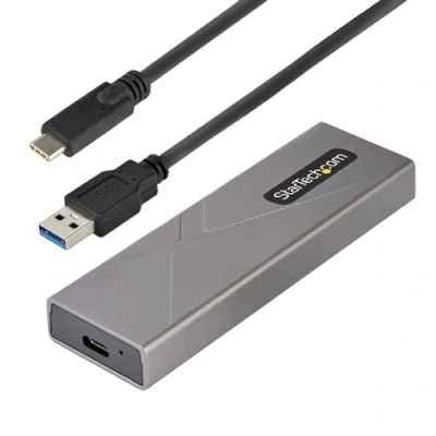 Abbildung von StarTech.com USB C M.2 Externes Gehäuse für NVME und SATA C/USB A auf NVMe/SATA SSD 10Gbit/s, M/B+M key 2230/2242/2260/2280 Aluminiumgehäuse werkzeuglos (M2 SATA)