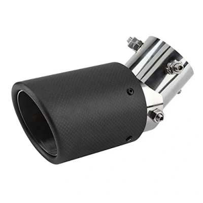 Abbildung von Auto Auspuffrohr, Auspuff Endschalldämpfer, Carbon Style Einstellbare Einzelauslass Auspuffrohr Schalldämpfer Endrohr Edelstahl Chrom Ende63 89mm