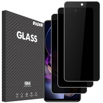 Abbildung von Vsjnk Anti Spähen Sichtschutz fur Motorola Moto G14/G54 mit 3 Stück Privatsphäre Panzer Schutz Glas Folie 9H Härte Tempered Glass HD Displayschutzfolie,kompatible