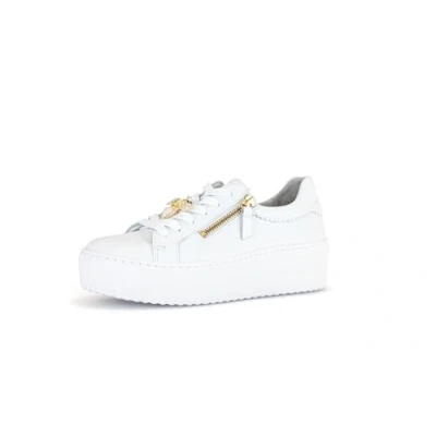 Abbildung von Gabor Damen Low Top Sneaker, Frauen Halbschuhe,Best Fitting,Sportschuhe,Freizeitschuhe,Turnschuhe,Laufschuhe,Freizeit,Weiss (Gold),43 EU / 9 UK