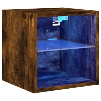 Abbildung von vidaXL TV Wandschrank, Schrank mit viel Stauraum, Wandmontage Fernsehschrank LED Leuchten, Hängeschrank Möbel Ständer, Modern, Räuchereiche