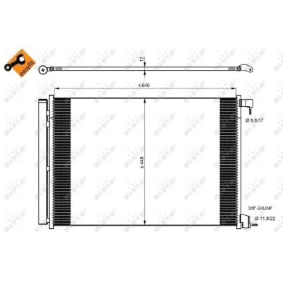 Abbildung von NRF EASY FIT 350082 Klimakondensator mit Dichtungen Trockner 11,8 8,6 Aluminium 640 MERCEDES BENZ: C Klasse Limousine, GLC SUV