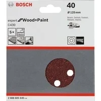 Abbildung von Bosch Accessories Professional Schleifblatt für Exzenterschleifer Holz und Farbe (5 Stück, Ø 125 mm, Körnung 40, C430)