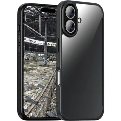 Abbildung von JT Berlin BackCase Pankow Hybrid Hülle kompatibel mit Apple iPhone 16 (Schutz nach US Militärstandard, Wireless Charging (Qi), Kamera &amp; Displayschutz) schwarz/transparent