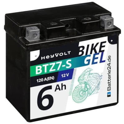 Abbildung von HeyVolt GEL Motorradbatterie 12V 6Ah 50616 YTZ7 S TTZ7 YTZ7S BS GEL12 7Z