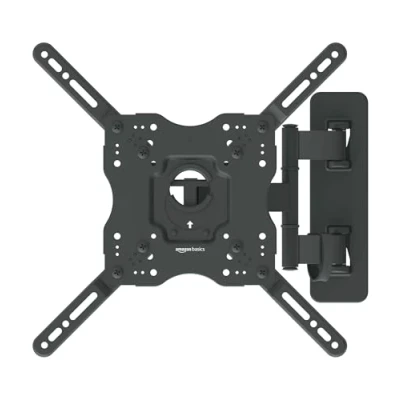 Abbildung von Amazon Basics TV Monitorhalterung, vollbeweglich, schwenkbar, für 66 a 140cm (26 bis 55 Zoll) große Fernseher und Flachbildschirme 36 kg, Schwarz