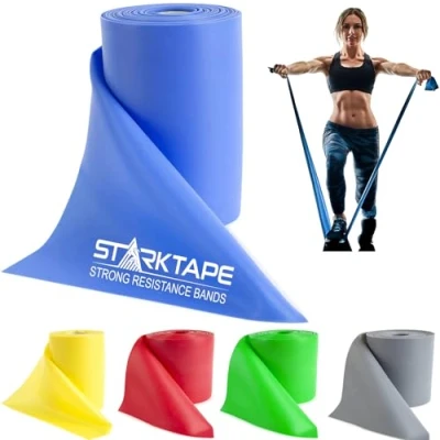 Abbildung von Starktape Resistance Bands Widerstandsbänder Latexfrei Fitnessbänder für Home Training, Physiotherapie, Pilates, Krafttraining und Rehabilitation 46 Meter Blau
