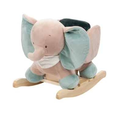 Abbildung von Nattou Schaukeltier aus Polyester (Frottee), Elefant Axel, 63 x 33 45 cm, Luna und Grün / Beige