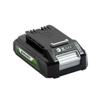 Abbildung von Greenworks 24V Akku Original 2Ah Leistungsstarker Lithium Ionen Akku, leichtes Design mit 3 stufiger LED Batterieanzeige, 2 Jahre Garantie G24B2