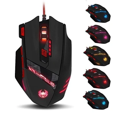 Abbildung von zelotes kabelgebundene Gaming Maus, 9200 DPI, 8 programmierbare Tasten, ergonomische optische USB Computermaus, Maus für PC, Laptop
