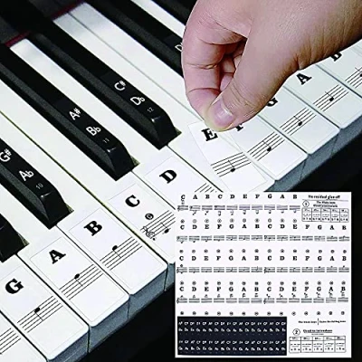 Abbildung von Klavier Keyboard Aufkleber, 49/54/61/88 Piano Sticker Komplettsatz für schwarze + weisse Tasten, Klaviertasten Aufkleber Kinder und Anfänger, Transparent Entfernbar